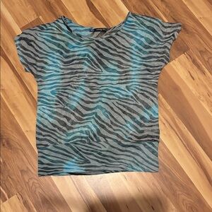Zebra Print Blue and Gray Women Top